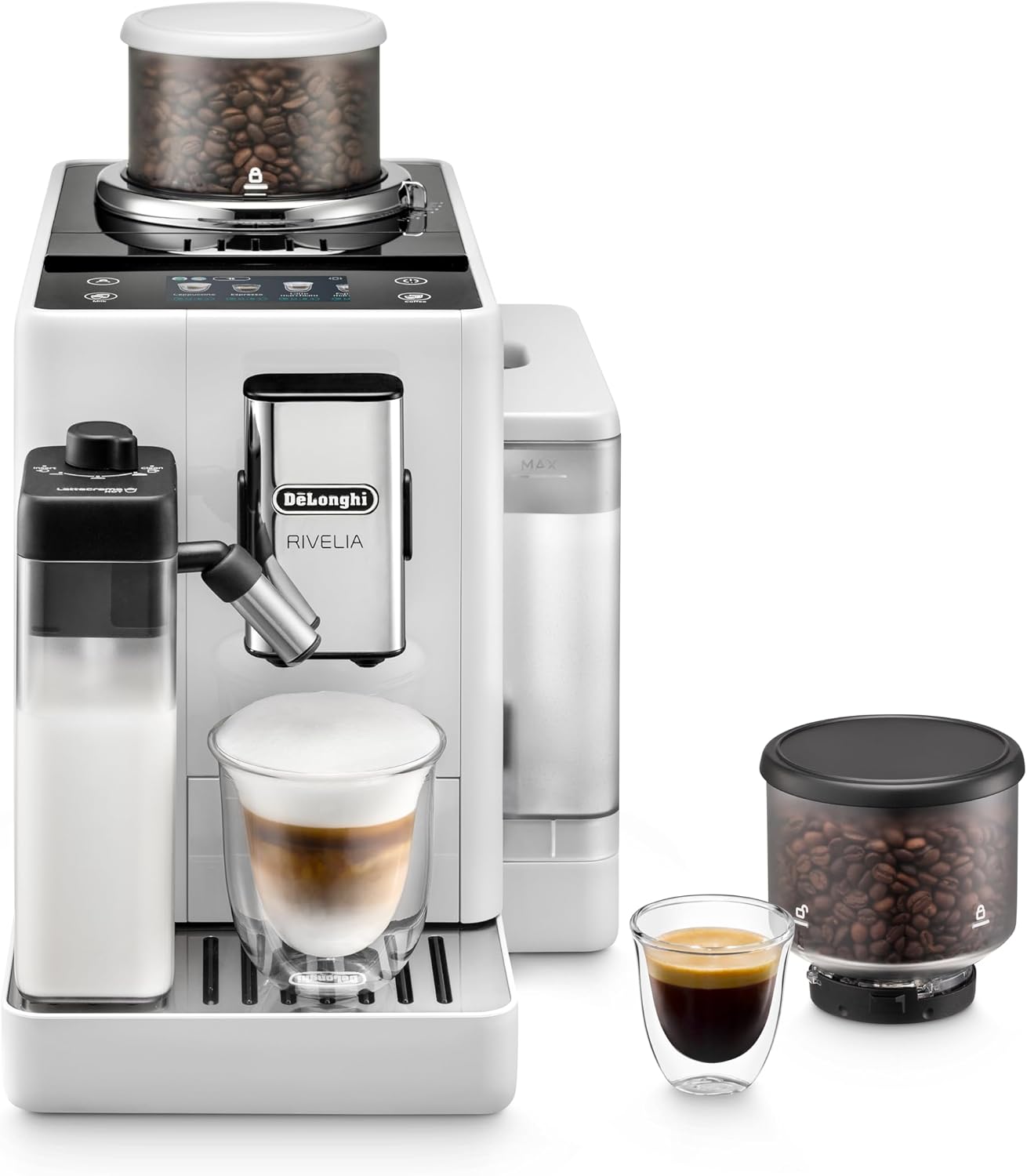 De'Longhi Rivelia: Automatic Espresso Machine with Grinder & Milk Frother