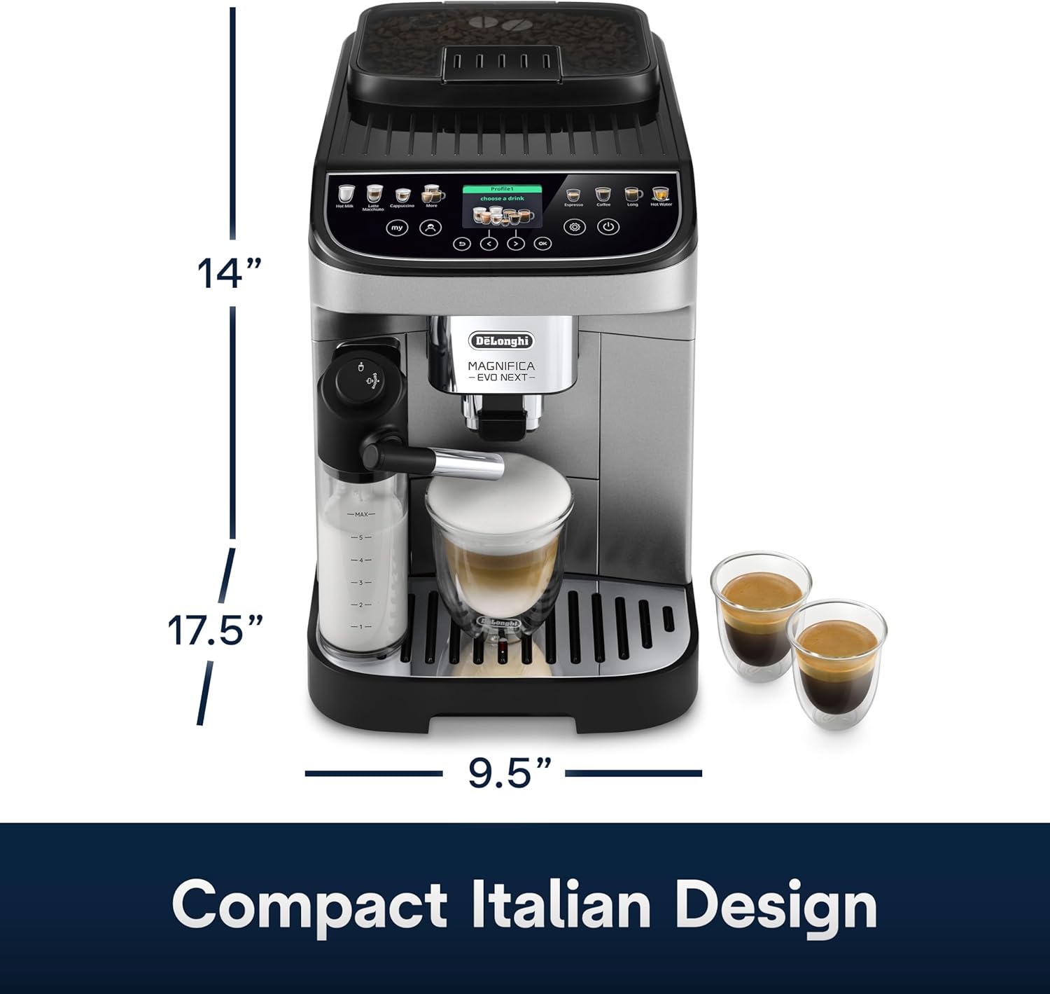 De'Longhi Magnifica Evo Next – Automatic Espresso Machine with Grinder & Milk Frother