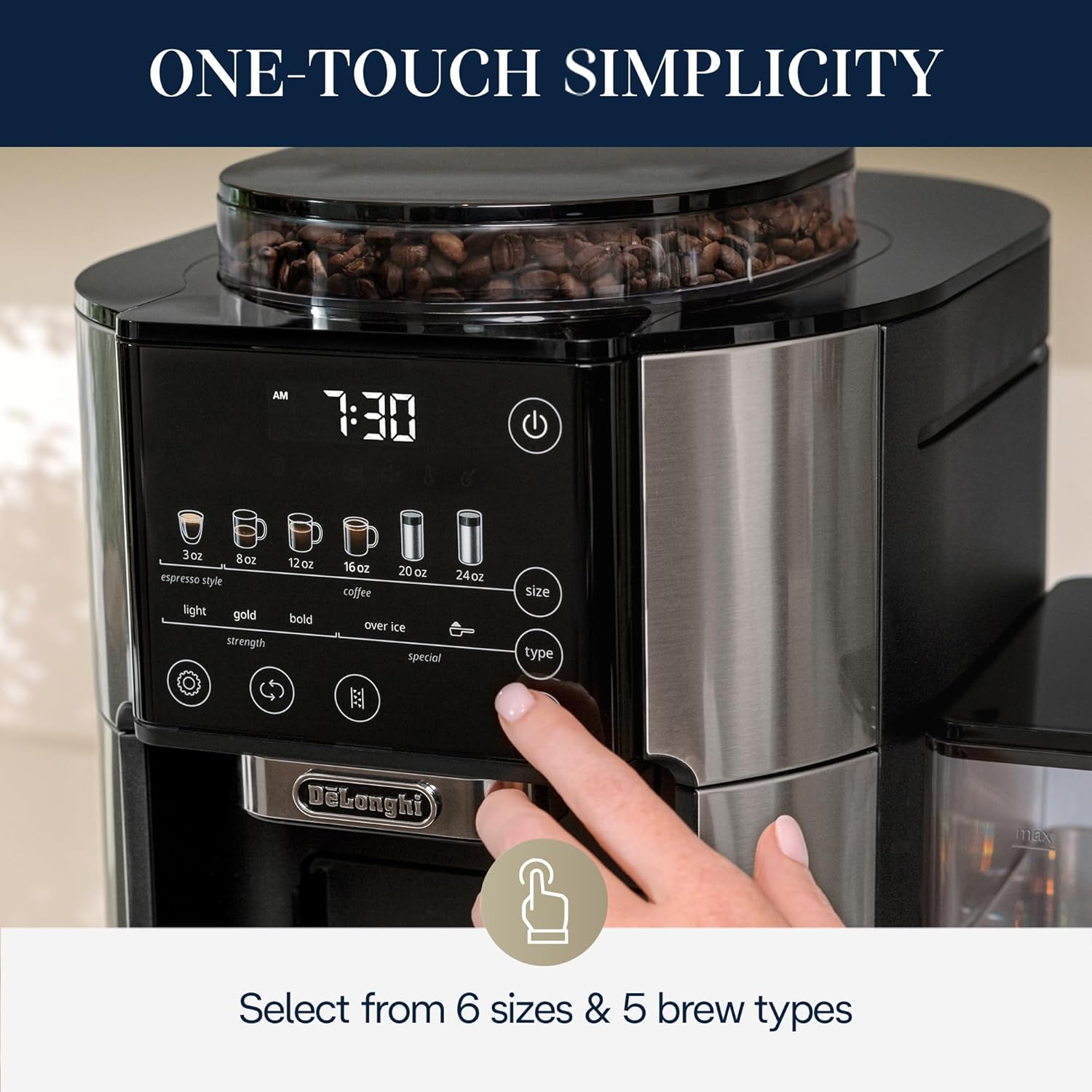 De'Longhi True Brew – Coffee Maker with Built-in Grinder, Hot or Iced