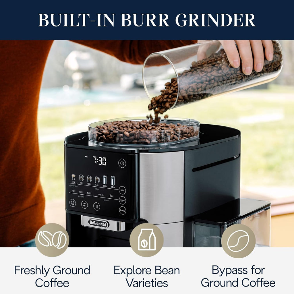De'Longhi True Brew – Kaffemaskine med indbygget kværn, til varm eller iskaffe