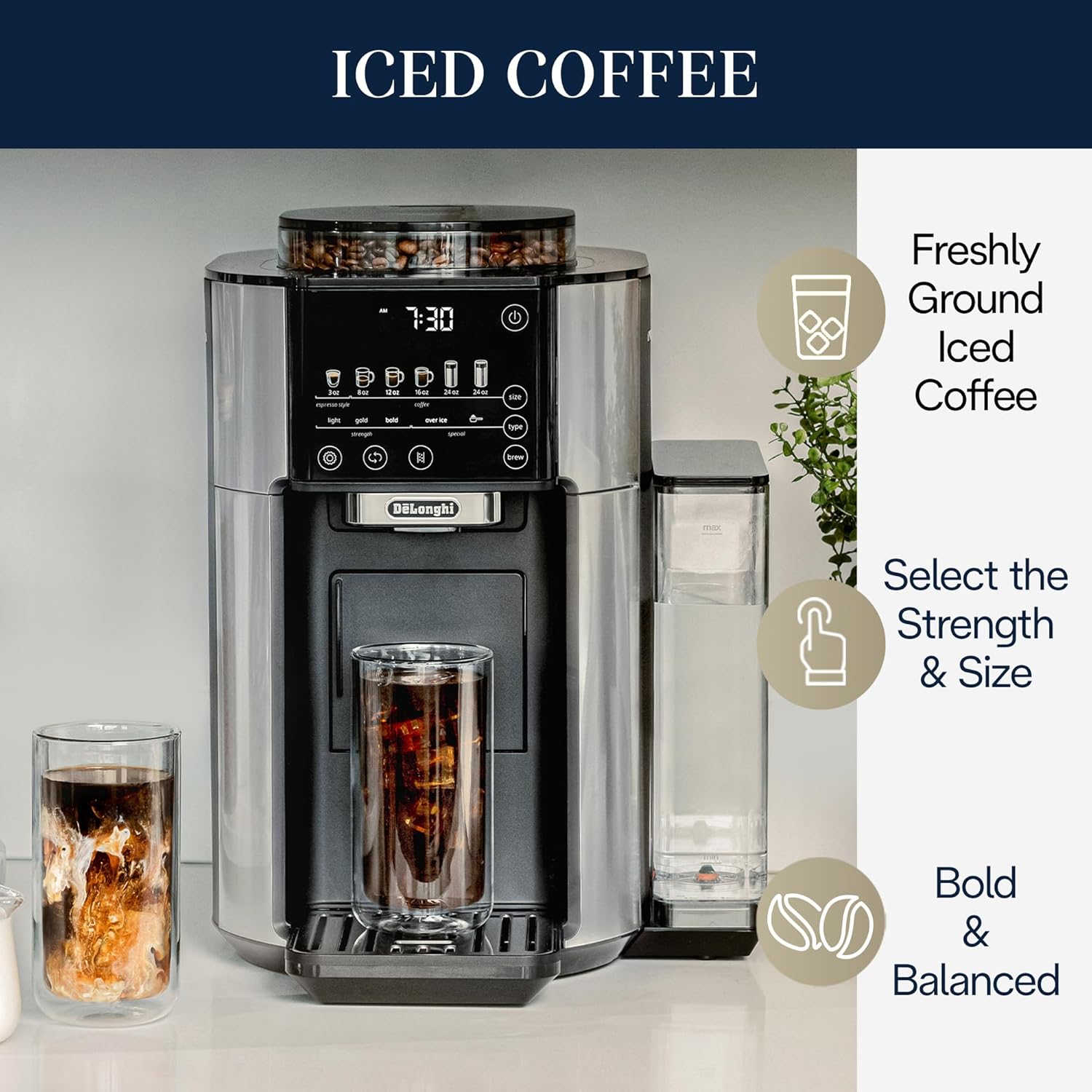 De'Longhi True Brew – Coffee Maker with Built-in Grinder, Hot or Iced