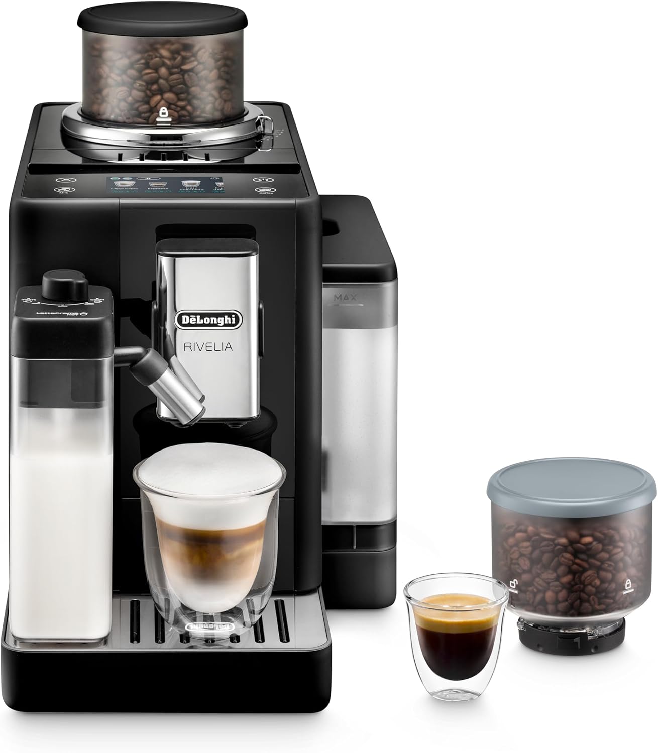 De'Longhi Rivelia: Automatic Espresso Machine with Grinder & Milk Frother